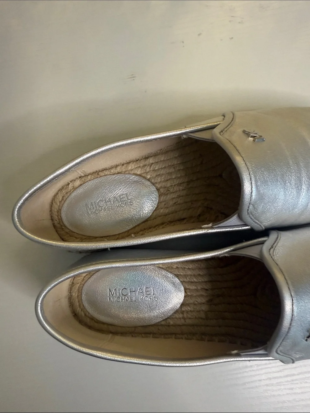 MICHAEL Michael Kors Hastins Slip-On Espadrille In. A Metallic Silver colorway